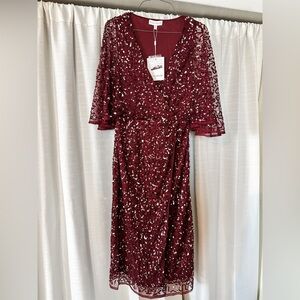 ASOS NWT maya bridesmaid delicate sequin wrap midi dress